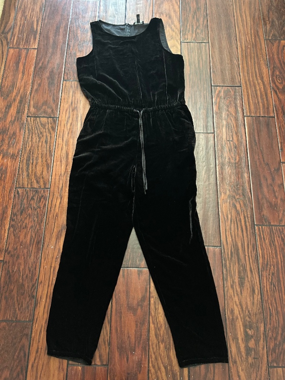 Silk/Rayon Slouchy Jumpsuit Eileen Fisher Black Velvet Petite Medium Sleeveless